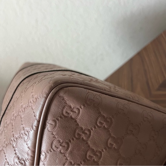 Gucci Gg Monogram Leather Boston Bag Pink Beige - Picture 8 of 16